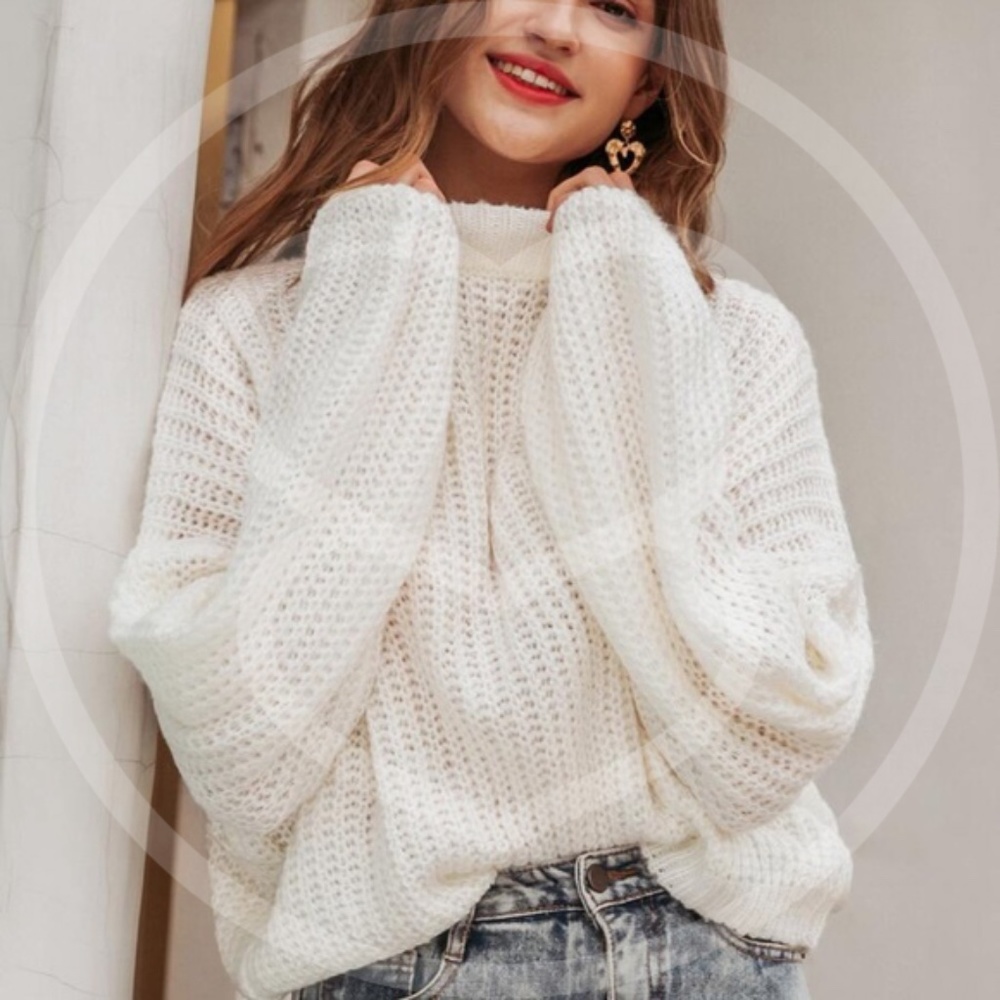 Loose fit oversized chunky knit sweater - IVORY - Picture 5 of 5